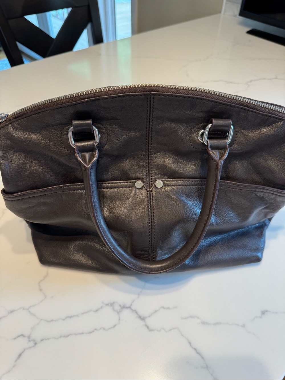 Tignanello Chocolate Brown Leather Tote. Excellent condition.